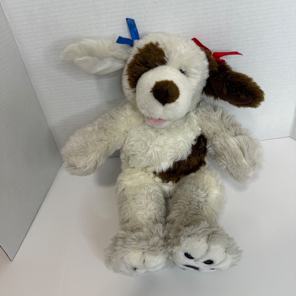 Retired Vintage Build A Bear Workshop Plush Puppy Dog White Brown Spotted